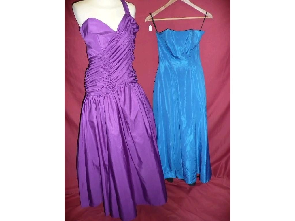 Appraisal: Jean Allen B ball gown in blue with underskirt boned