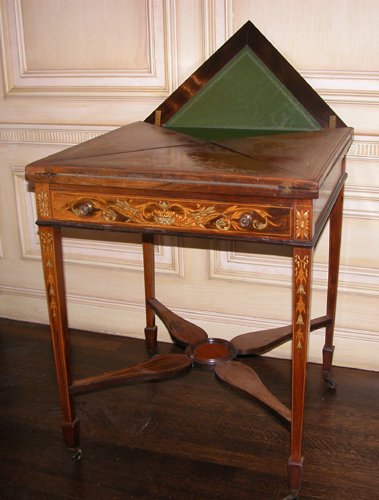 Appraisal: Title Inlaid Rosewood Gaming Table square form with four fold-out