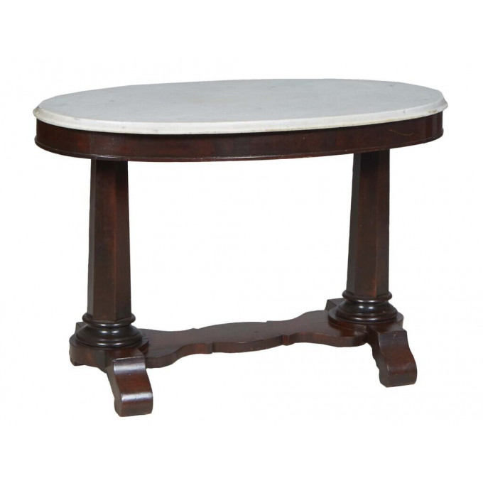 Appraisal: American Classical Carved Mahogany Oval Marble Top Center Table th