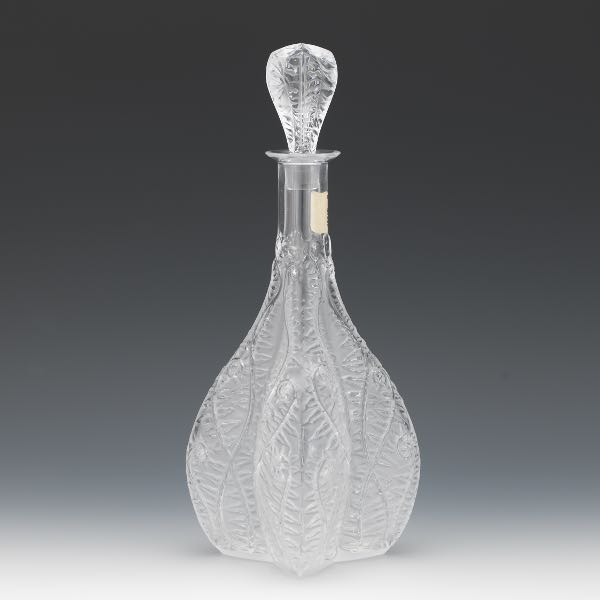 Appraisal: LALIQUE FERN QUATREFOIL CRYSTAL DECANTER WITH STOPPER Quatrefoil lobbed crystal