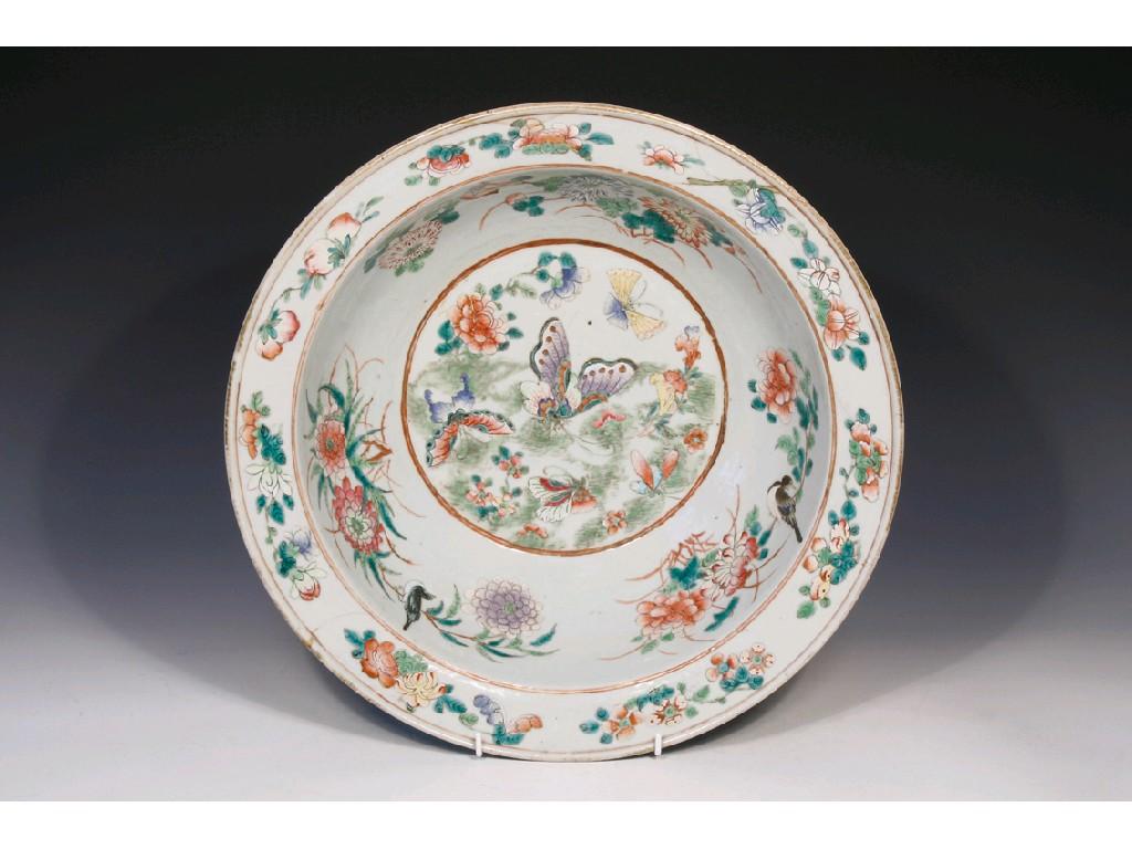 Appraisal: A CHINESE FAMILLE ROSE BOWL decorated with birds and butterflies