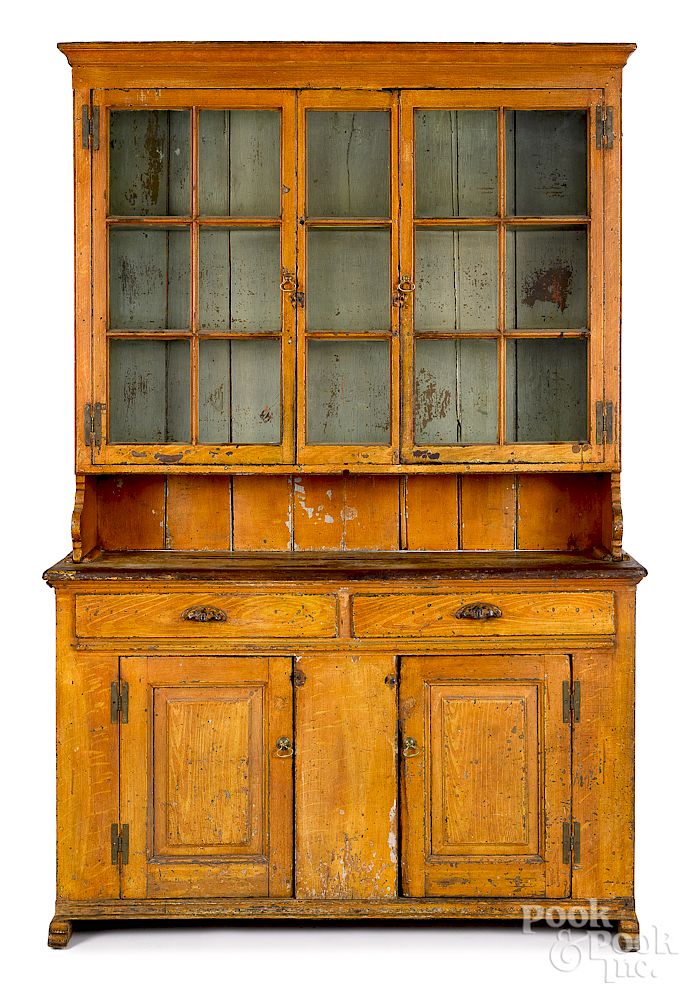 Appraisal: Pennsylvania painted Dutch cupboard Pennsylvania painted pine and poplar Dutch