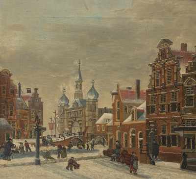 Appraisal: Dutch School th Century Dutch Street in Winter Oil on