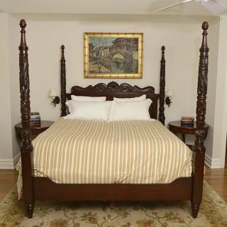 Appraisal: Ralph Lauren carved mahogany king size bed Ralph Lauren carved