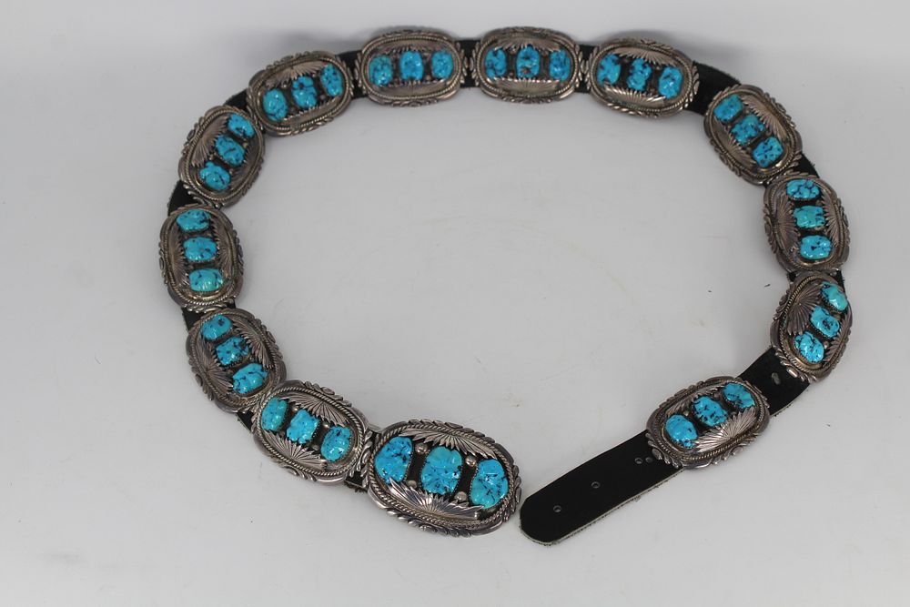 Appraisal: Robert and Bernice Leekya Pueblo Sterling Belt Zuni Pueblo Eleven