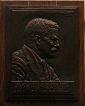 Appraisal: James Earle Fraser American - A bronze plaque of Theodore