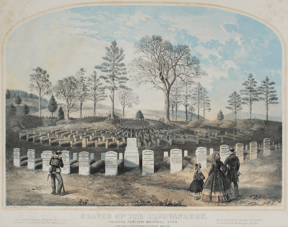 Appraisal: EARLY AMERICAN HISTORICAL LITHOGRAPH ''GRAVES OF THE HIGHLANDERS'' Depicts the