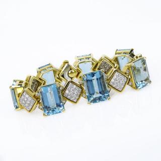 Appraisal: Vintage Approx Carat Emerald Cut Aquamarine Carat Pave Set Diamond