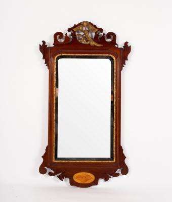 Appraisal: A George II style mahogany wall mirror the pierced scrolling