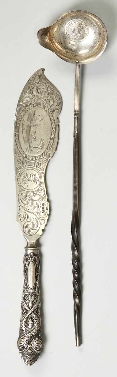 Appraisal: Sterling Silver Fish Slice Toddy Spoon Slice ozt engraved blade