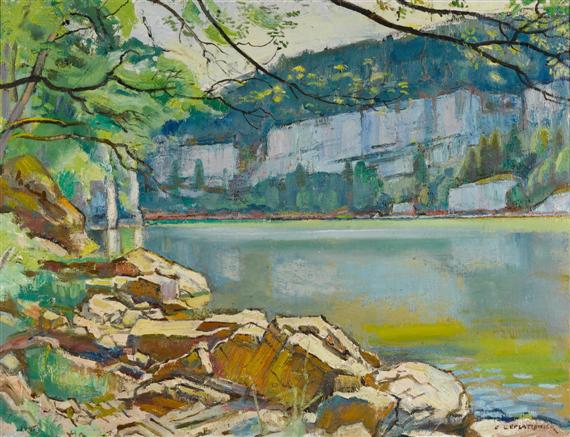 Appraisal: L'EPLATTENIER CHARLES - View on the Doubs Valley Oil on