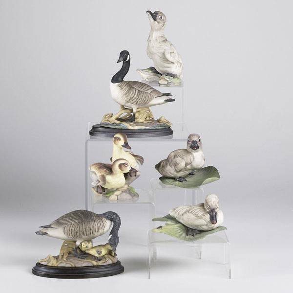 Appraisal: BOEHM PORCELAIN Six duck and geese figures include two Canada