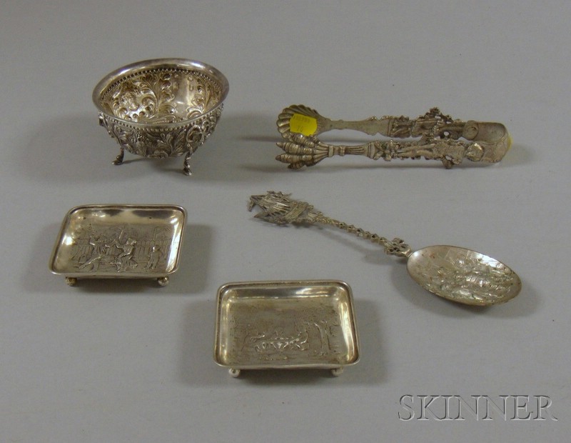 Appraisal: Five Silver and Silver Plated Items a silver footed bowl