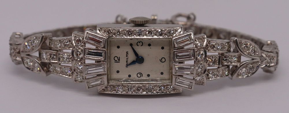 Appraisal: JEWELRY Vintage Hamilton Platinum and Diamond Watch Vintage Ladies' Hamilton