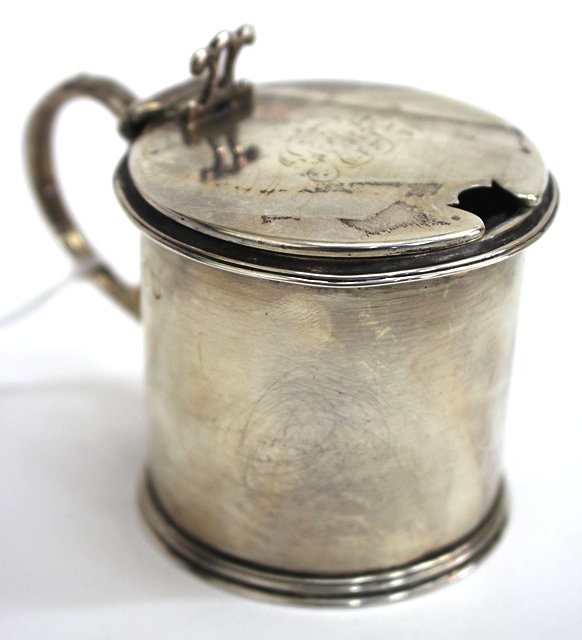 Appraisal: A LATE VICTORIAN SILVER CYLINDRICAL MUSTARD POT with pierced thumb