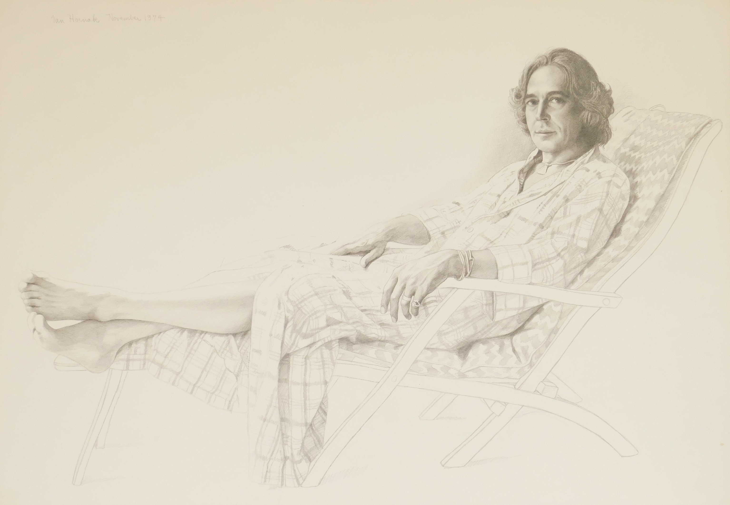 Appraisal: Ian Hornak American - Woman in Recliner- graphite on paper