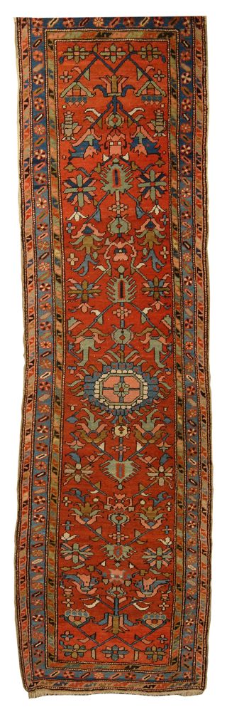 Appraisal: ORIENTAL RUG KARAJA RUNNER ' x ' Central pink and