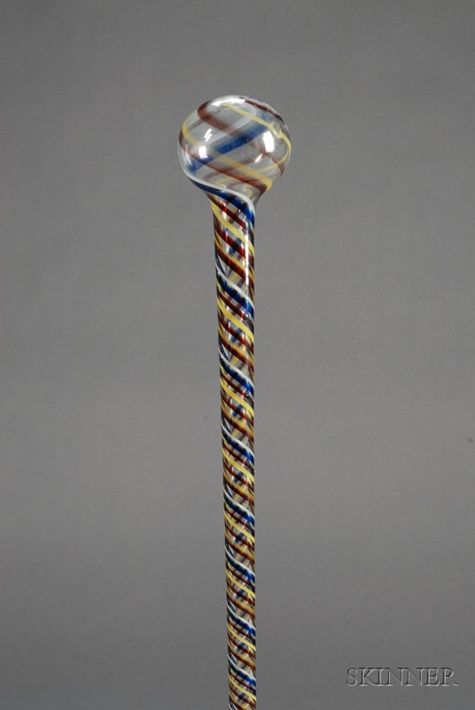 Appraisal: Blown Glass Walking Stick Whimsey probably the Boston Sandwich Glass