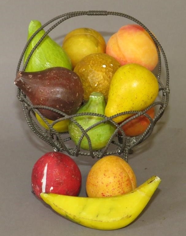 Appraisal: MINIATURE TWISTED WIRE FOOTED FRUIT BASKET WITH ca Victorian- fine