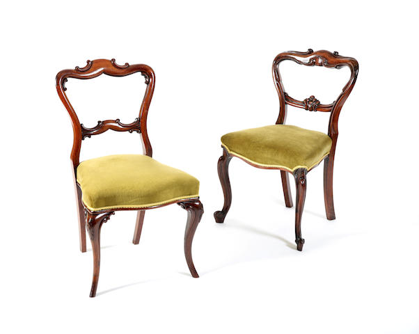 Appraisal: Two sets of six early Victorian rosewood dining chairs second