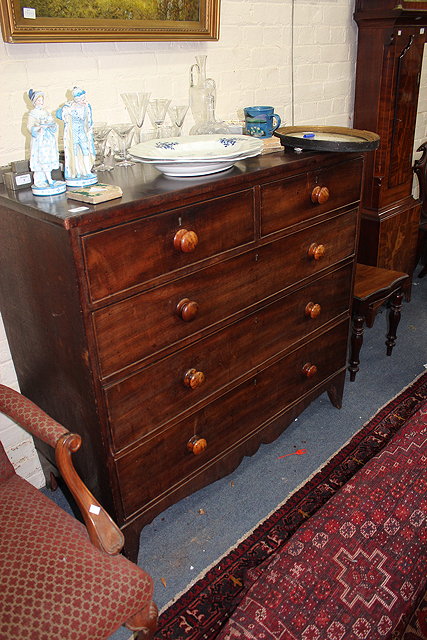 Appraisal: A GEORGE III MAHOGANY CHEST of two short and three