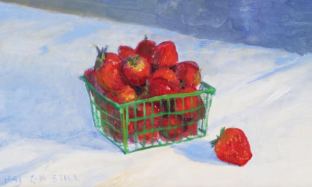 Appraisal: CHRISTOPHER M STILL O B STRAWBERRIESOil on board painting by