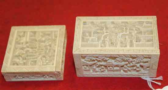 Appraisal: Two Chinese export ivory boxed puzzles games late th century