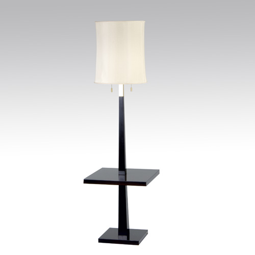 Appraisal: TOMMI PARZINGER Mahogany veneer floor lamp with integrated side table