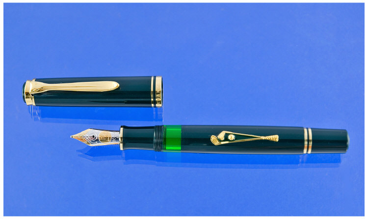 Appraisal: Pelikan Golf pen in dark olive green with golfer applied