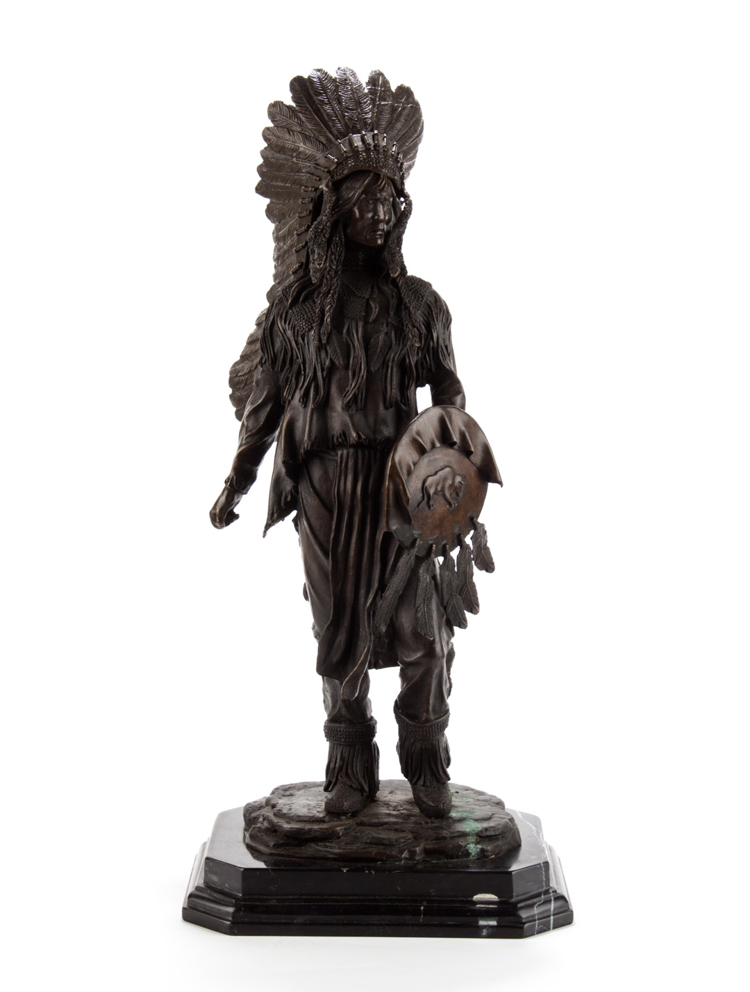 Appraisal: Bronze Indian chief th century modeled as Native American in