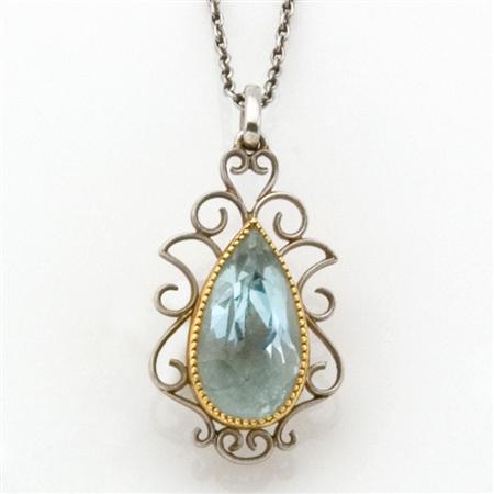 Appraisal: Aquamarine Pendant and Platinum Chain Estimate -