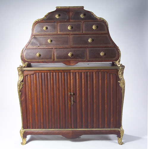 Appraisal: Louis XV style French lingerie chest of bookmatched rosewood veneer