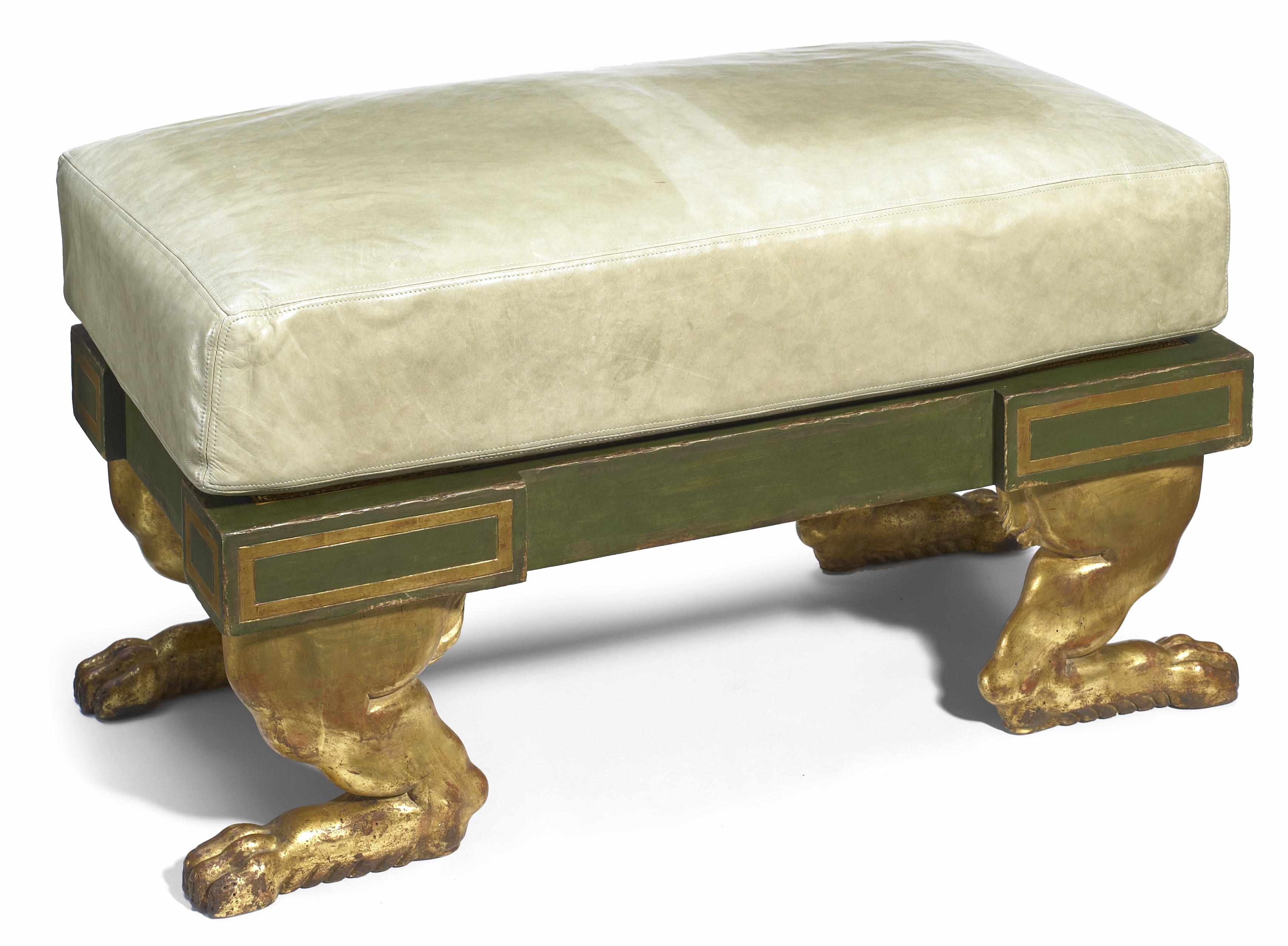 Appraisal: A Neoclassical style parcel gilt and paint decorated stool height