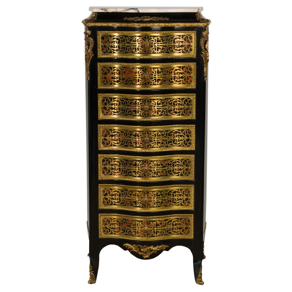 Appraisal: BOULLE STYLE SEMAINIER DRESSER -drawer chest having rosewood and mahogany