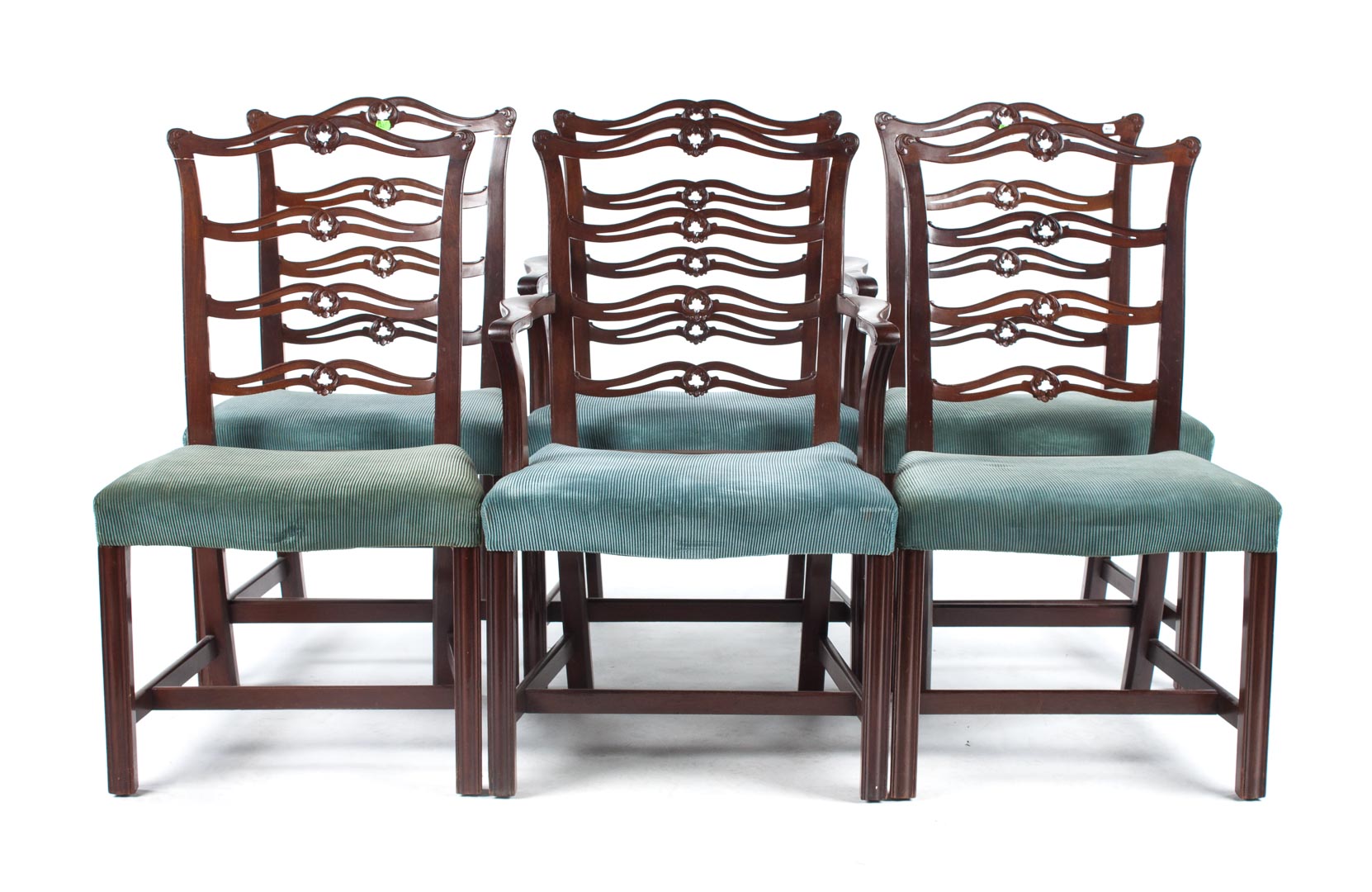 Appraisal: mahogany ladder-back dining chairs th century Chippendale style each with