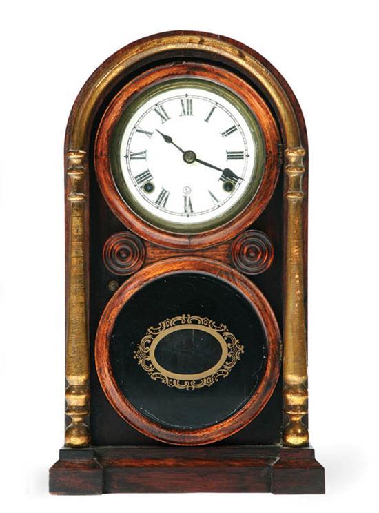 Appraisal: INGRAHAM SHELF CLOCK Eight day time and strike with gilt