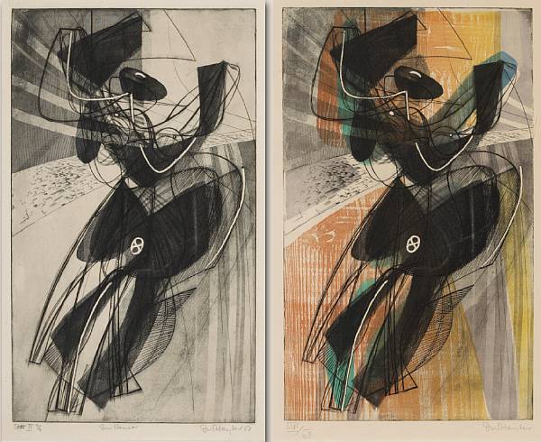 Appraisal: Stanley William Hayter Sun Dancer BM Engravings soft-ground etching scorper