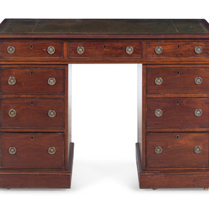 Appraisal: A George III Style Leather Inset Mahogany Pedestal Desk th