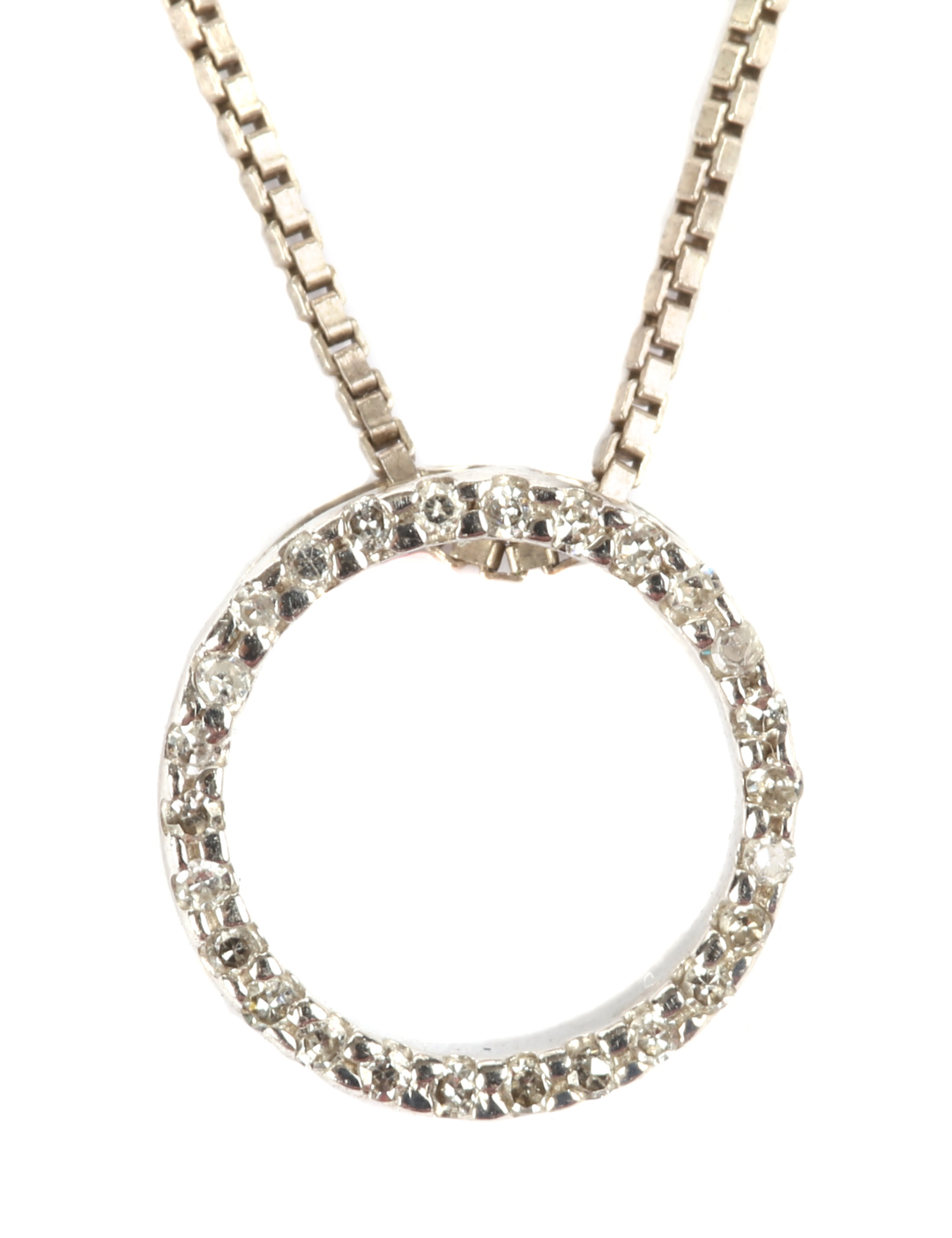 Appraisal: A Diamond Circle Pendant with Chain K white gold diamond