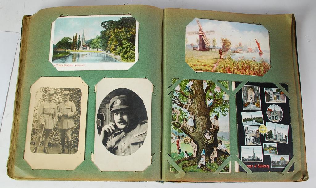 Appraisal: ALBUM OF EARLY TWENTIETH CENTURY MIXED POSTCARDS includes one Louis