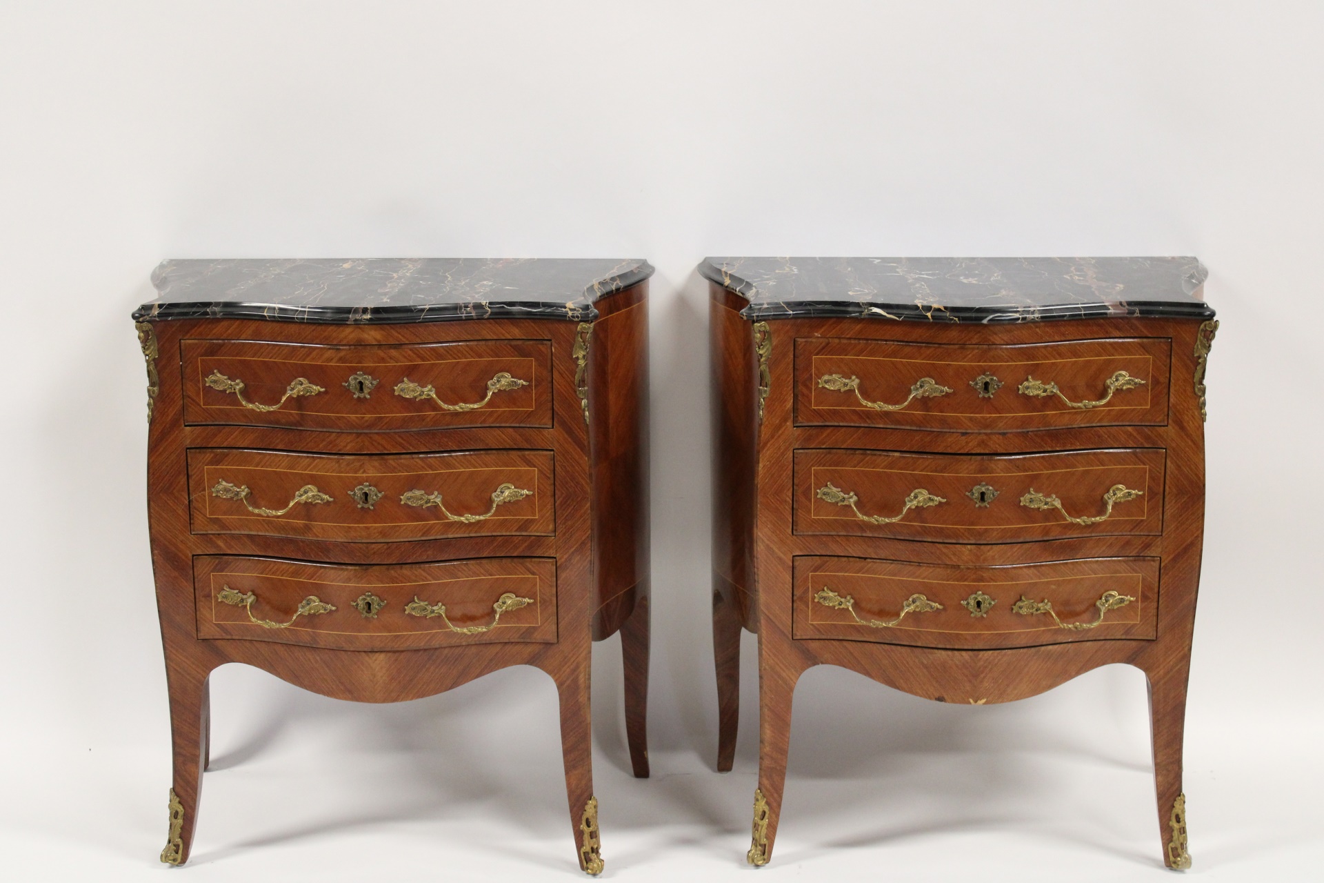 Appraisal: An Antique Pair of Louis XV Style Marbletop Side Stands