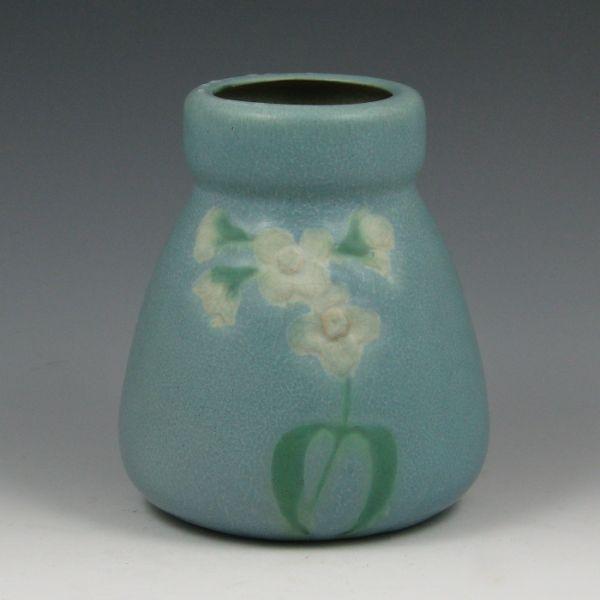 Appraisal: Weller Fru Russet vase in matte blue with floral decoration