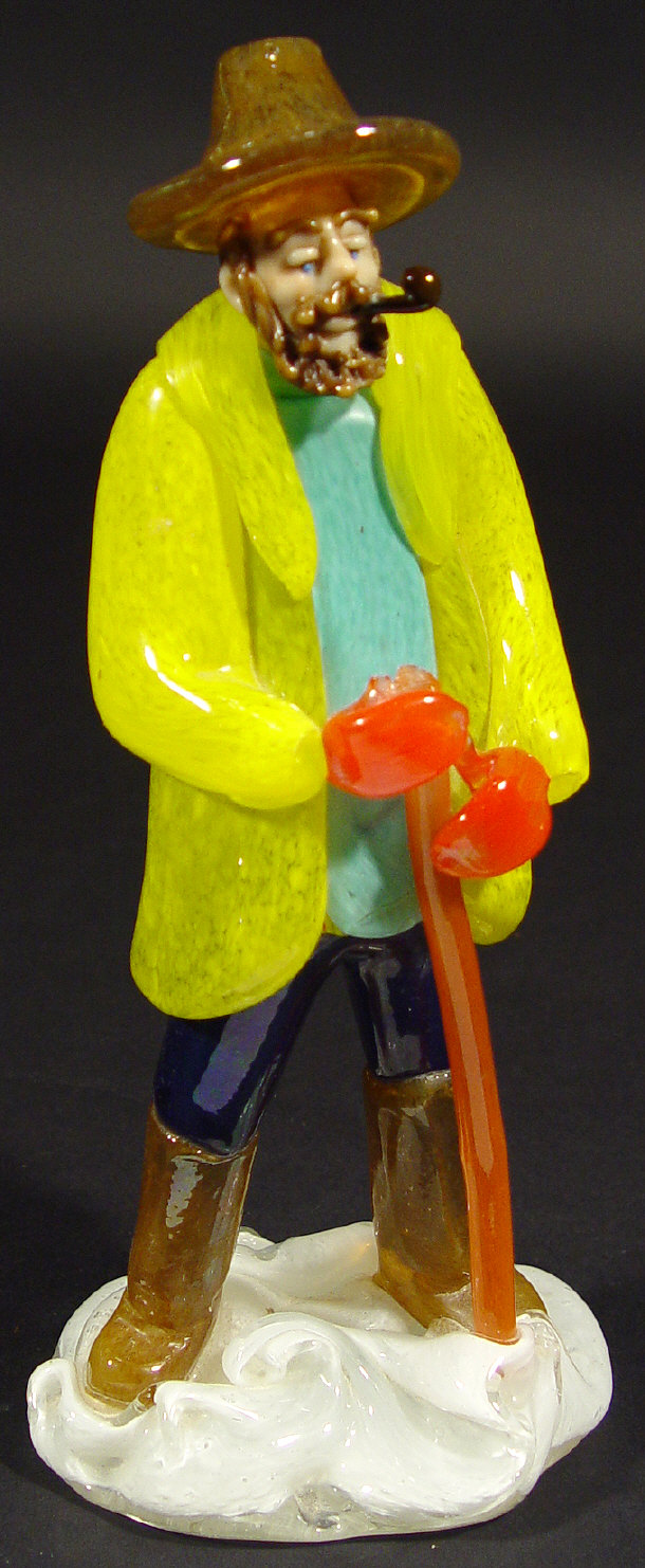 Appraisal: Murano colourful glass gentleman smoking a pipe cm high