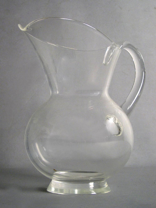 Appraisal: Steuben colorless glass pitcher signed on base h