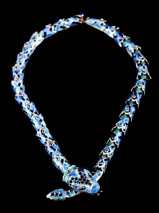 Appraisal: Margot de Taxco Blue Enamel Snake Necklace This is an