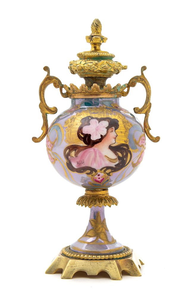 Appraisal: A Sevres Style Gilt Metal Mounted Porcelain Cabinet Urn Height