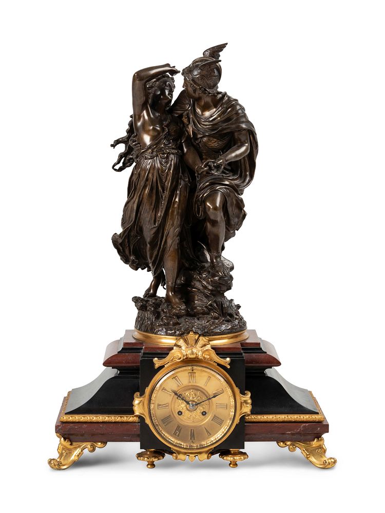 Appraisal: A French Gilt and Patinated Bronze and Marble Mantel Clock