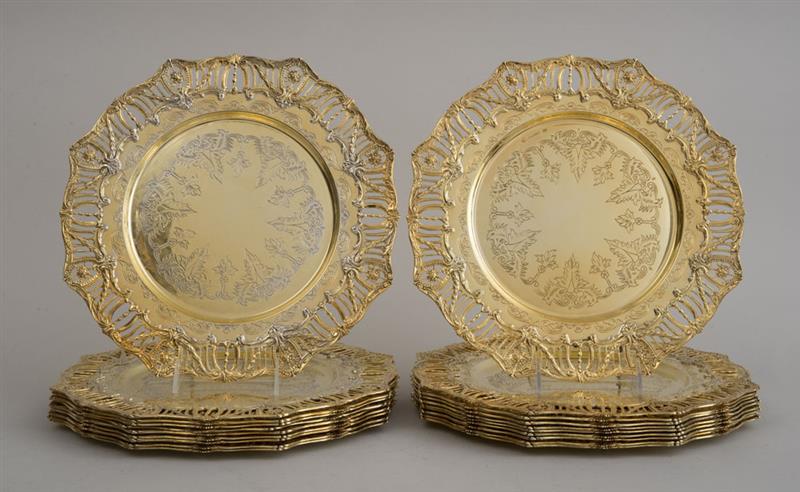 Appraisal: SET OF TWENTY SILVER-GILT SERVICE PLATES Each inscribed in cavetto