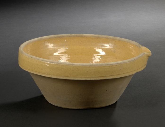 Appraisal: French Provincial Tangerine-Glazed Terra Cotta Mixing Bowl first quarter th