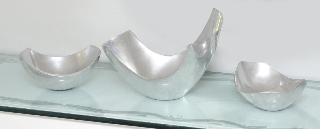 Appraisal: SET OF MICHAEL LAX ALUMINUM ''METAAL'' BOWLS Set of moderne